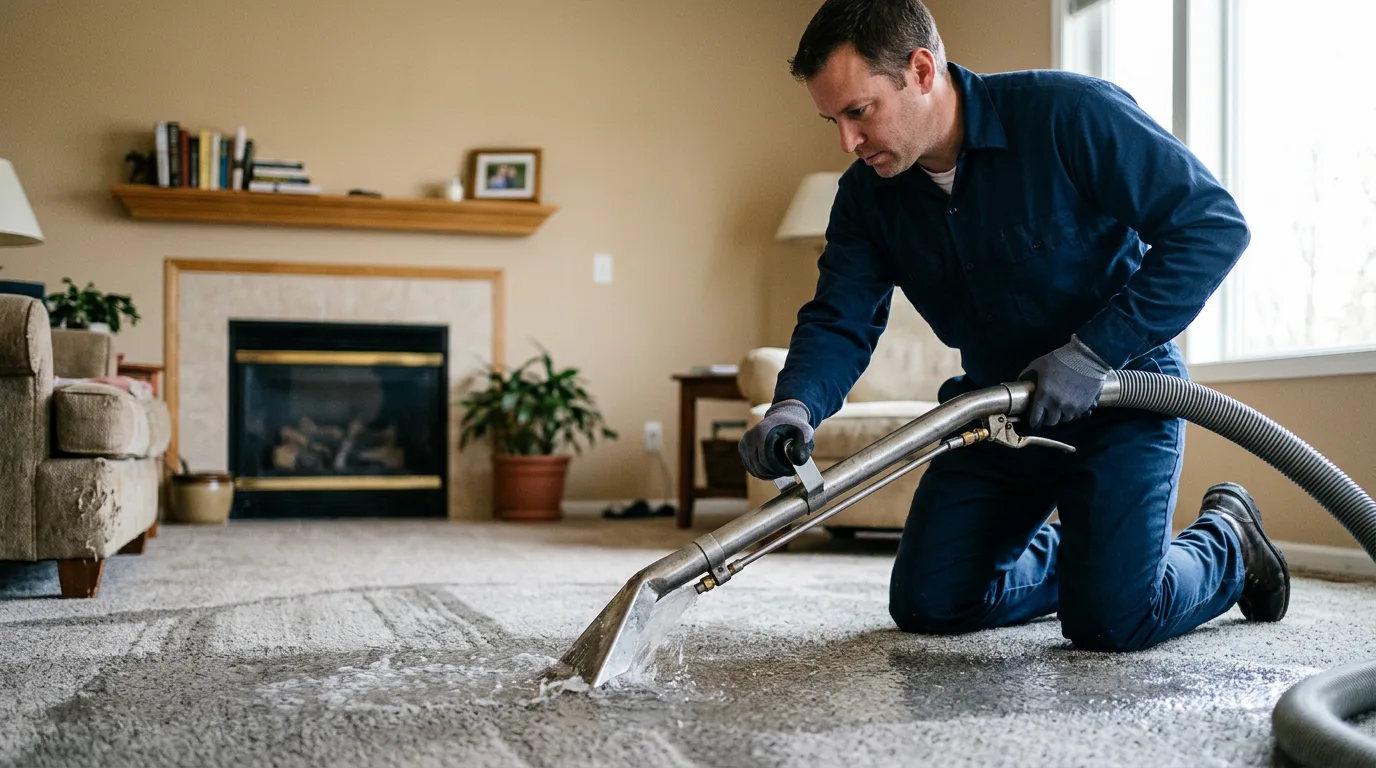 Water damage restoration technician working near Coalport, PA